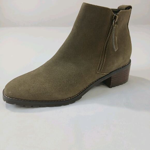 Blondo Boots 9.5 M Samara Waterproof Suede Leather Olive Pull On Double Zip - Picture 12 of 12